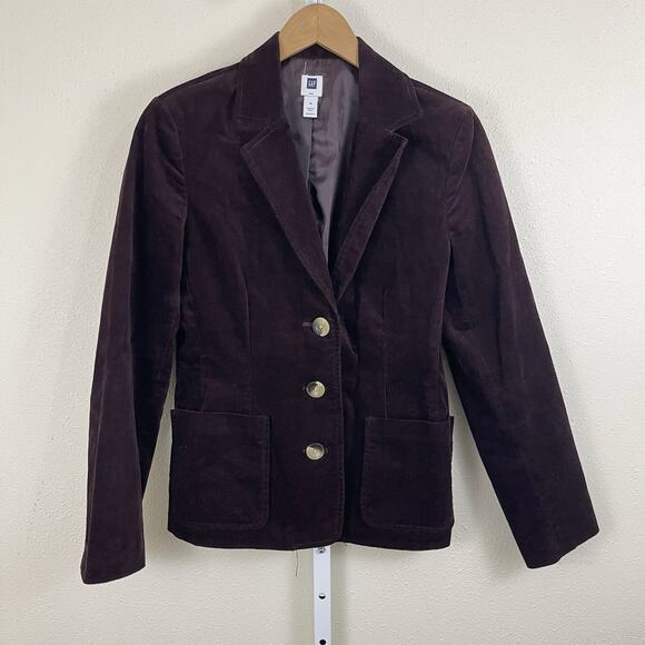 Gap Y2K Vintage Velvet Blazer Jacket Womens M Medium Eggplant Purple Academia - Picture 1 of 4